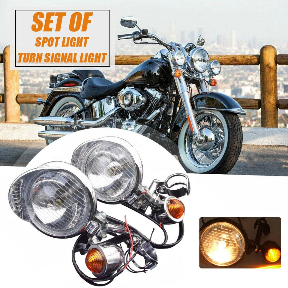 For Honda Yamaha Suzuki Passing Turn Signal Lamp Driving Fog Spot Light Bar Kit - Image 4 of 4