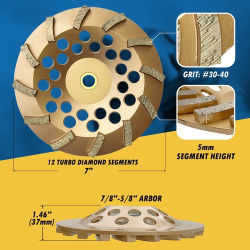 Ruote coppa diamantata in calcestruzzo o muratura, 7/8""-5/8"" arbor non filettato - Foto 33 di 37