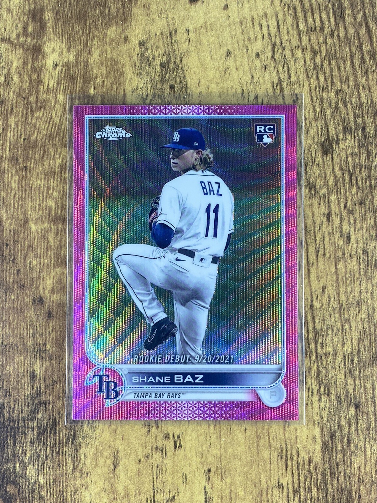 2022 Topps Chrome Update Shane Baz Rookie card Pink Wave Parallel #USC175 Rays