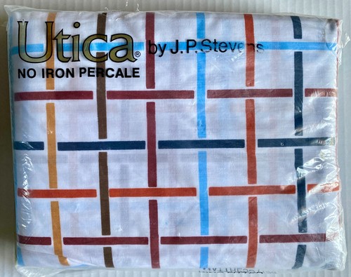 LENZUOLO VINTAGE J.P. Stevens Utica senza ferro king ""strisce"" 78x80 nuovo