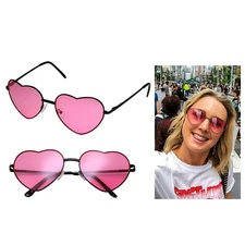 Pink Tinted Sunglasses Womens Heart Shape Festival Lolita Party Eyewear Glasses