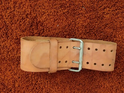 Vintage Raw Hide Champion Leather Weight Lifting Support Belt 1990s 