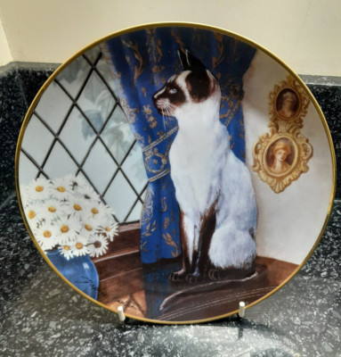 Franklin Mint Sammler Teller Katzen Statuen Siamkatze Künstlerin Daphne Baxter