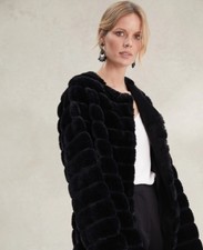 White Company Stripe Faux Fur Coat Size Small. Rrp £189. Great Bargain!!!