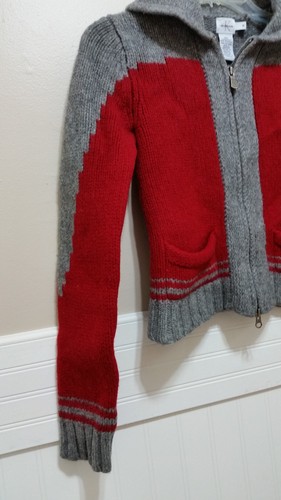 CALVIN KLEIN JEANS Wool Sweater Red Grey Lambswool Varsity Medium Boys Girls Med - Picture 3 of 12