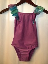 Girls Cat and Jack Swimsuit 5t purple mermaid pattern straps criss cross back