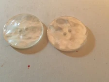NEW 10 PC PKG..1 1/8  INCH WHITE PEARLW 45 WAVY FLAT 2 HOLE BUTTON