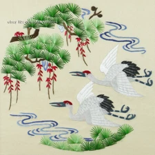 Chinese 100% real natural silk thread,su hand embroidery kits:cranes pine circle