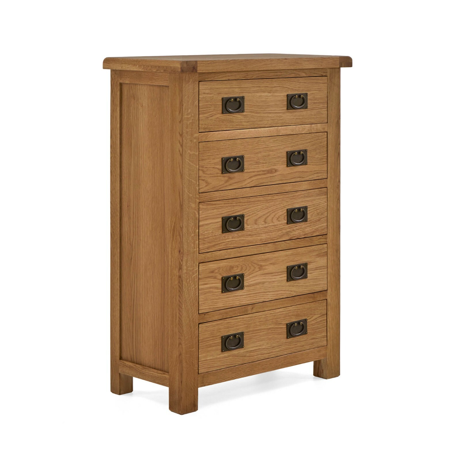 Large Rustic Oak Chest of 5 Drawers Bedroom Storage Zelah Solid Wood