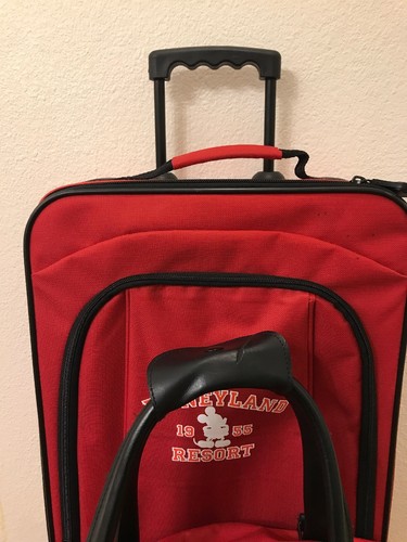 Disneyland 1955 Resort Mickey Mouse Red Duffel Rolling Suitcase Set Kids Luggage - Picture 3 of 12