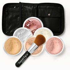 XXL KIT w/BRUSH CASE Full Size Mineral Makeup Set Bare Skin Powder Foundation