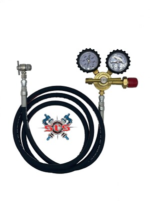 Shock Nitrogen Regulator Fill Kit – 8ft Stainless Hose, No-Loss Chuck For FOX, Uniweld RHP400