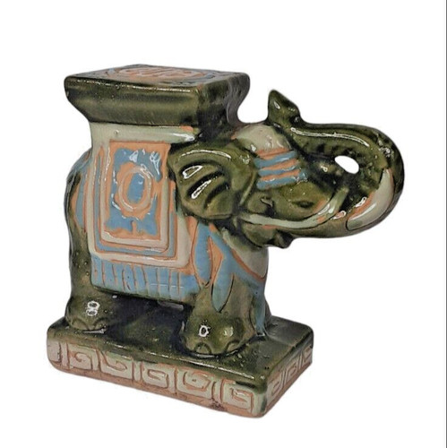 Vintage MCM Ceramic Elephant South Vietnam Plant Stand Figurine Statue 5" Tall