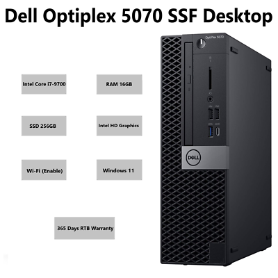 Fast Dell OptiPlex 5070 SFF PC Intel Core i7-9700 16GB DDR4 Ram