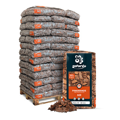 Palette 39×60 l 2340 l Pinienrinde 40 60 mm   öko | Pinienmulch Rindenmulch