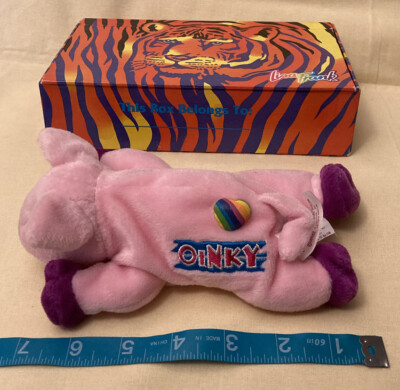 Vintage Lisa Frank Tiger Pencil Box & Oinky Pig Stuffed Animal