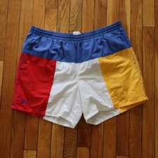 Vintage Speedo Colorblock Swim Trunks Mens L 34-36 Lined Shorts 80s Preppy Retro