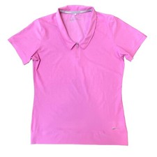 Nike Golf Embossed Polo Shirt Womens Medium Tour Performance Dri Fit Mint Pink