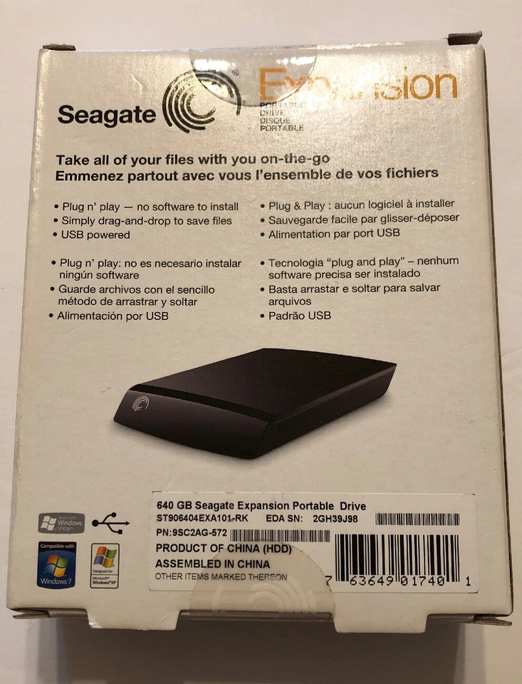 Seagate Expansion 640 GB USB 2.0 Portable External Hard Drive ST906404EXA101-RK - Image 2 of 4