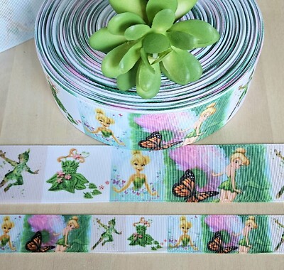 7/8, 1, & 1.5 '' (1YD) Tinker Bell Ribbon Disney Fairy Pixie Dust Peter Pan
