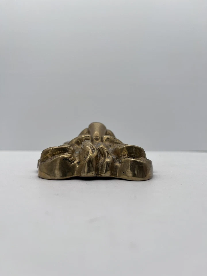 Brass Door Knocker Vintage Lions Head Green Petina - image 4 of 4