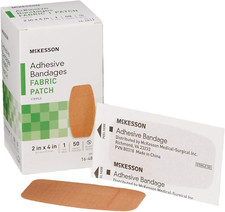 Sterile Fabric Adhesive Bandages, 2"x4", 1200 Total, 50 Count Packs