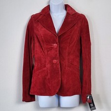 Mark Alan Womens Size Small Suede Leather Blazer Jacket Two-button Lined Red New