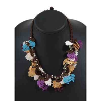 Oya Crochet Necklace Needle Lace 18.11'' Brand New Fast Shipment bahar-021