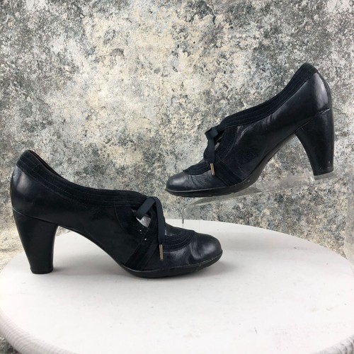 Indigo by Clarks Women's Size 10M Lea Jungle Java Black Leather High Heel Pumps - Picture 9 of 13