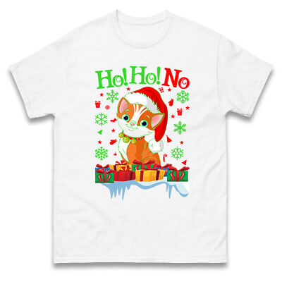 Ho Ho No Cute Cat Christmas T-Shirt, Offensive Christmas Tee, Ugly Christmas Tee
