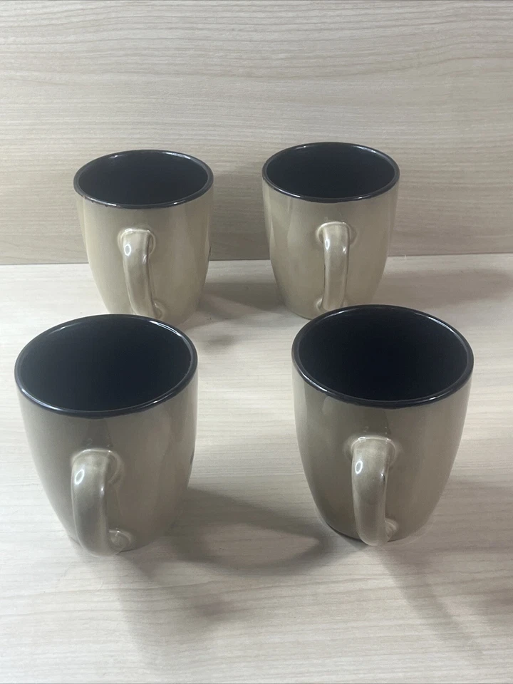 4 Pfaltzgraff ASTER Red Flower Beige Brown Stoneware 4" Coffee Cup Mugs - Image 2 of 4