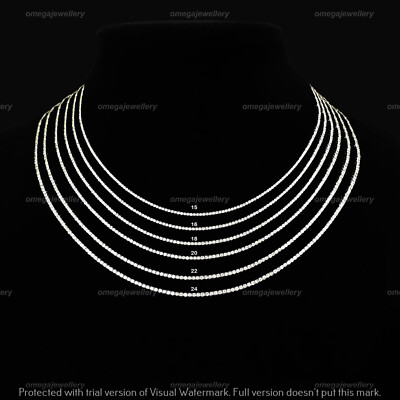 Women's Real Natural Certified I2/H Diamond 14K White Gold Tennis Necklace 15''
