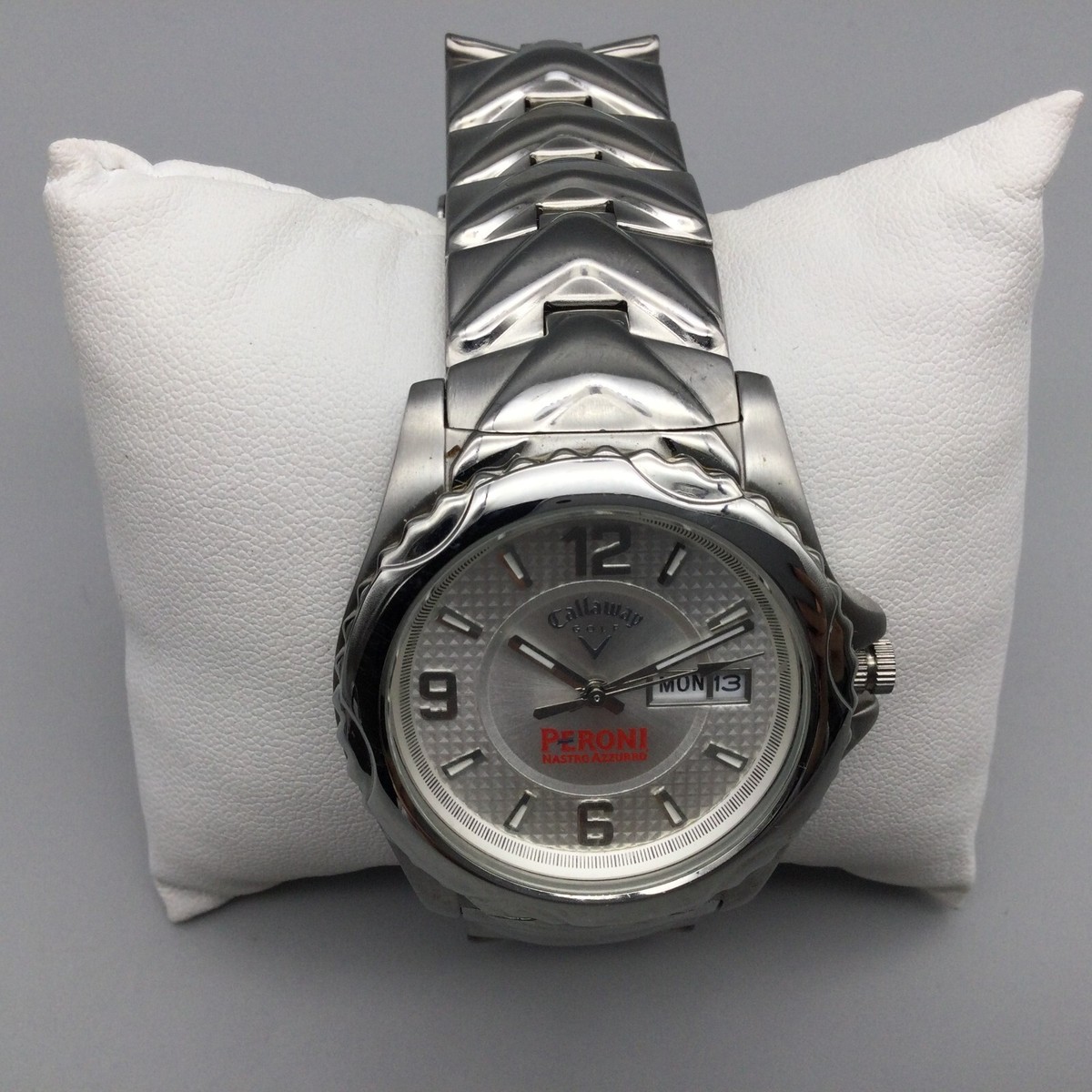 Callaway Golf Watch Men 40mm Silver Tone Peroni Logo Day
