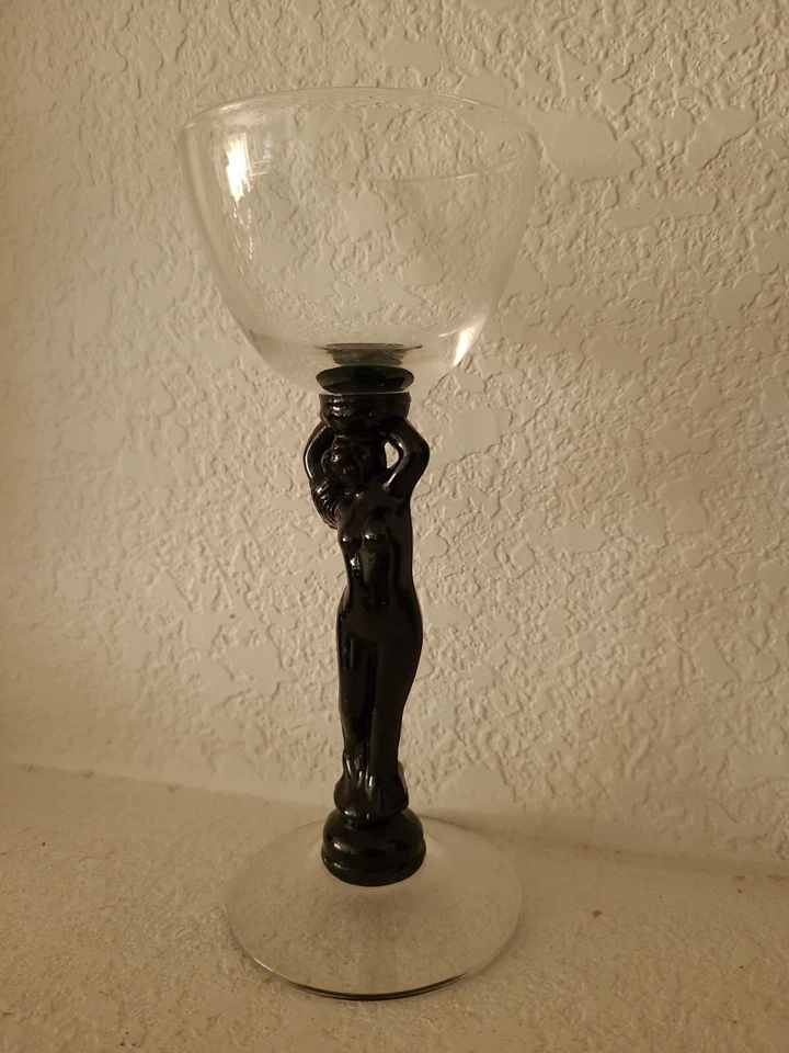 CAMBRIDGE Glass Company Ebony Black Statuesque cocktail goblet #3011 nude stem - Image 4 of 4