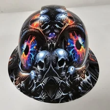 full brim hard hat custom hydro dipped IN THE EYES HAVE IT SKULLS N EYES NEW