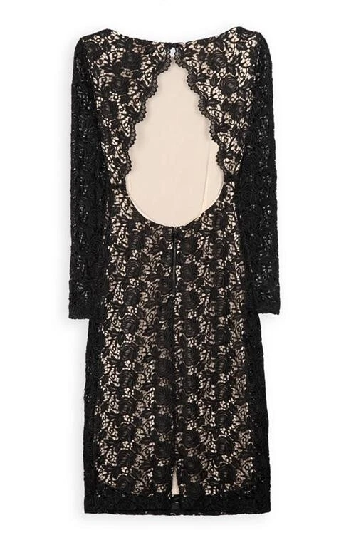 💗NUEVO💗$495 Alice Olivia💗 Vestido Dandi Abierto Cerradura Espalda Encaje 10 M L LBD Foto 3 de 4