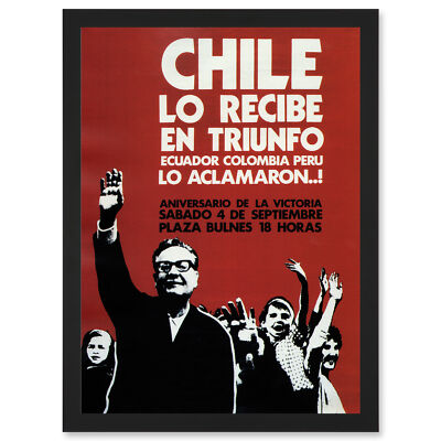 Vintage Reklame Chile Salvador Allende Sieg Erfolg gerahmt A3 Wandbild Kunstdruck