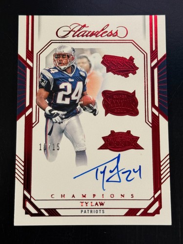 2023 Panini Flawless Football Ty Law #3X-TLW Champions Ruby Auto /15