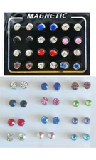 MAGNETIC earrings,5mm,crystal clip, colors, weight loss, non-pierced no allergy