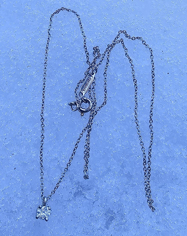 Tiffany & Co. Diamante Solitario Colgante Redondo ~ 0,17ct Platino 16" Cadena  Foto 3 de 4