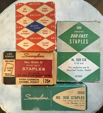 Lot of 4 Vintage Staple Tacks + Staples – Swingline, Briscon, Duo-Fast USA Made