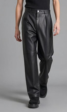 BLACK Men s Genuine Sheep Leather Party Pants...
