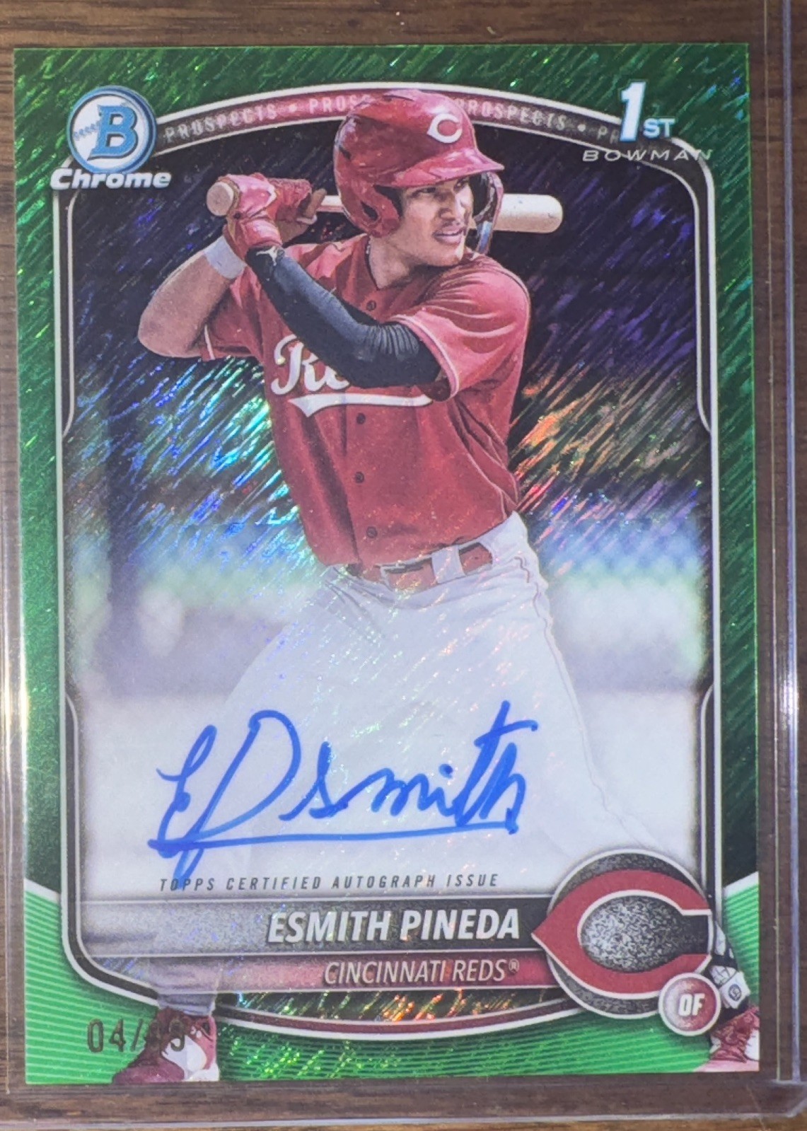 2025 Bowman Chrome 1st Esmith Pineda Green Shimmer Auto #4/99 #CPA-EP