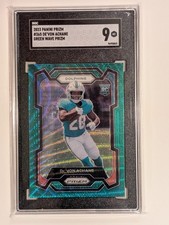 2023 Panini Prizm Devon Achane Rookie RC Green Wave #365 Dolphins SGC 9