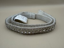 Adore Justin Alexander 11117 Bridal Belt Sash Size 10 Ivory Silver Beaded