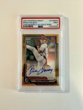 2024 BOWMAN DRAFT BRIAN HOLIDAY CHR PROSPECT AUTO-GOLD SHIM PSA #CPABHO MINT 9