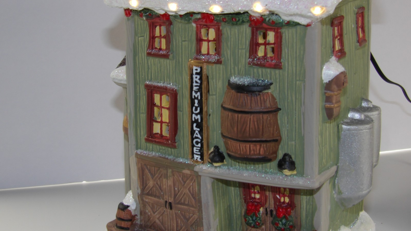 Ceramic Christmas Village Brewery with Custom Xmas Lights