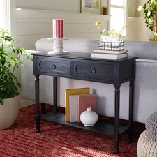 Home Collection Allura Black 2-Drawer Bottom Shelf Console Table