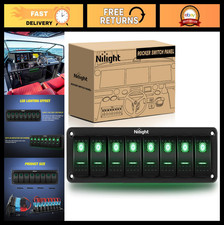 8 Gang Rocker Switch Panel 5pin Toggle Switches For 12v 24v Cars Marine Rvs Truc