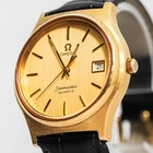 Vintage 1977 **NEAR MINT** OMEGA Seamaster Cal.1342 Push Crown Qz Gold 35mm Mens